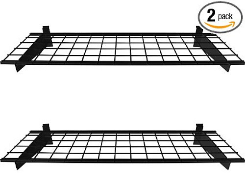 Two Big Slatwall Shelves w/bkts  -  45"w x 15"d - Black